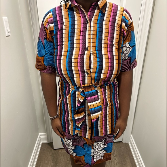 Colourful Ankara Button & Tie Dress - Picture 6 of 14